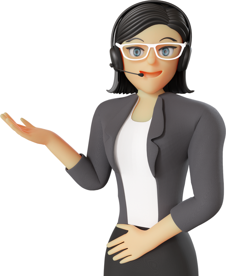 female customer service welcome pose 3d illustration